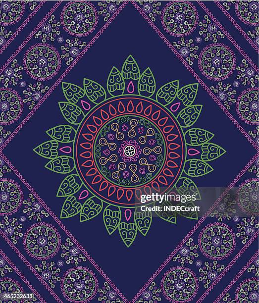 henna frame with mandala - sari stock illustrations