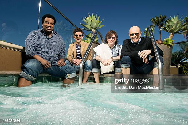 Actors Adam Scott, Craig Robinson, Clark Duke and Rob Corddry are photographed for USA Today on February 14, 2015 in Los Angeles, California....