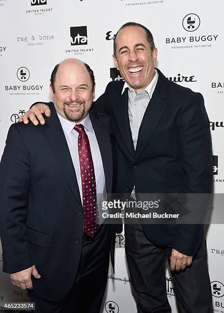 Actor Jason Alexander and host Jerry Seinfeld attend the Inaugural Los Angeles Fatherhood Lunch to Benefit Baby Buggy hosted by Jerry Seinfeld at The...