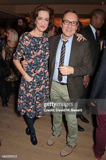 Haydn Gwynne and Kevin Spacey attend The Old Vic's Clarence Darrow Guest Night after party at Mondrian London on March 4, 2015 in London, England.