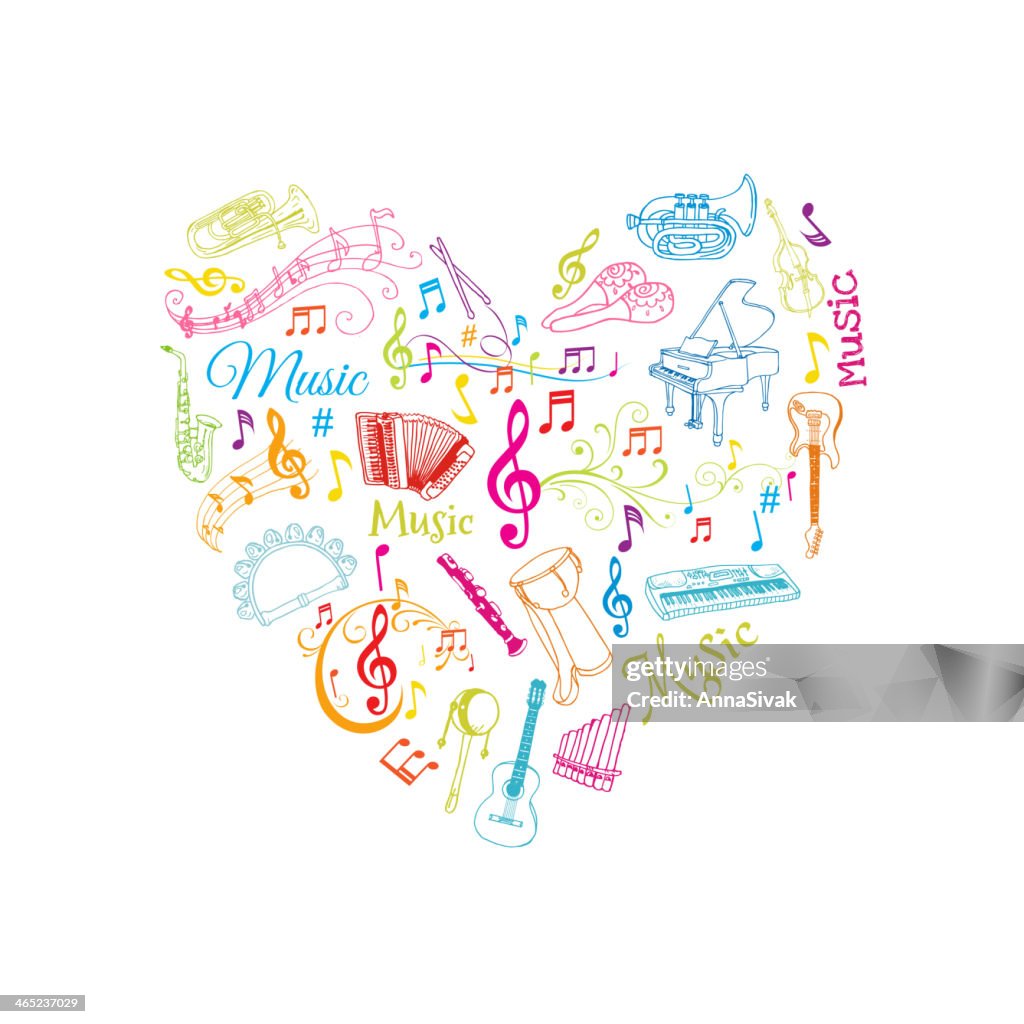 Musical Notes And Instruments Illustration High-Res Vector Graphic ...