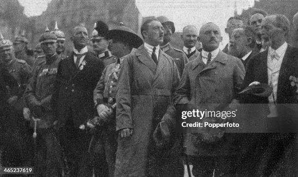 Nazi leader Adolf Hitler with Nazi propagandist Julius Streicher in Nuremburg, Germany, 1923.