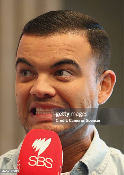 Guy Sebastian talks about being selected as the Australian representative in the 2015 Eurovision Song Contest at the Sydney Opera House on March 5,...