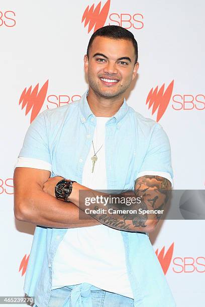 Guy Sebastian poses after being selected as the Australian representative in the 2015 Eurovision Song Contest at the Sydney Opera House on March 5,...