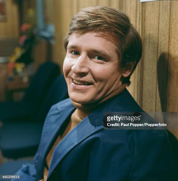 English actor William Roache, on the set of the Granada TV soap opera 'Coronation Street', Manchester, 1968. Roache plays Ken Barlow in the series.