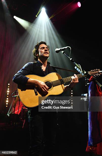 Jack Savoretti performs on stage at the O2 Shepherds Bush Empire Jack Savoretti performs at O2 Shepherd's Bush Empire on March 4, 2015 in London,...