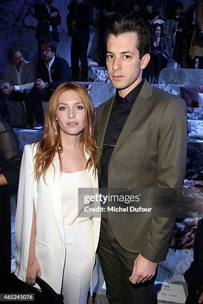 Josephine de La Baume and Mark Ronson attend the H&M show as part of the Paris Fashion Week Womenswear Fall/Winter 2015/2016 at Grand Palais on March...