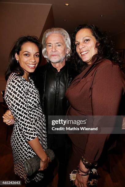 Rosario Dawson, Hermann Buehlbecker and Isabel Celeste Dawson attend the Lambertz monday night pre-dinner on January 26, 2014 in Cologne, Germany.