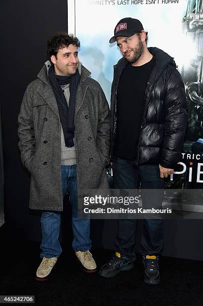 David Krumholtz and Gregg Bello attend the "Chappie" New York Premiere at AMC Lincoln Square Theater on March 4, 2015 in New York City.