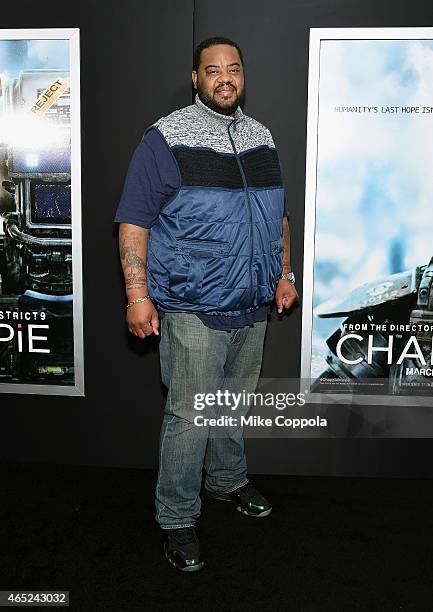 Grizz Chapman attends the "Chappie" New York Premiere at AMC Lincoln Square Theater on March 4, 2015 in New York City.