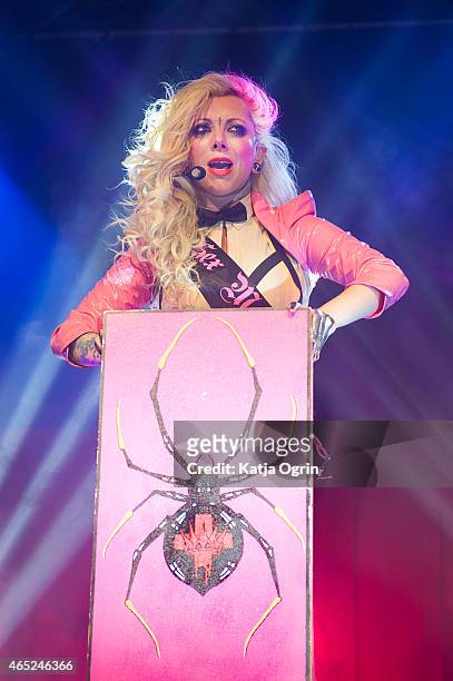Maria Brink of In This Moment performs live on stage at Wulfrun Hall on March 4, 2015 in Wolverhampton, United Kingdom