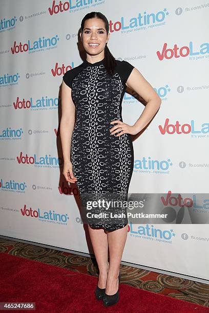 America Ferrera, Artist Coalition Co-Chair of Voto Latino, attends Voto Latino's 10th Anniversary Celebration at Hamilton Live on March 4, 2015 in...