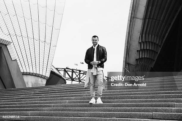 Guy Sebastian, Australia's entrant for the 2015 Eurovision Song Contest, poses at the Eurovision Song Contest Announcement event at Sydney Opera...