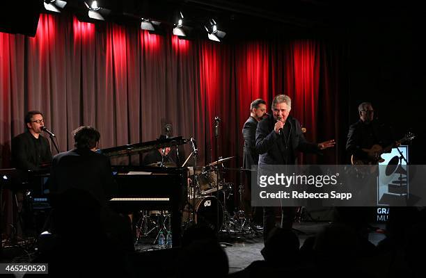 Vocalist/producer Steve Tyrell performs at Steve Tyrell Celebrates "That Lovin' Feeling" With SHOF Legends at The GRAMMY Museum on March 4, 2015 in...