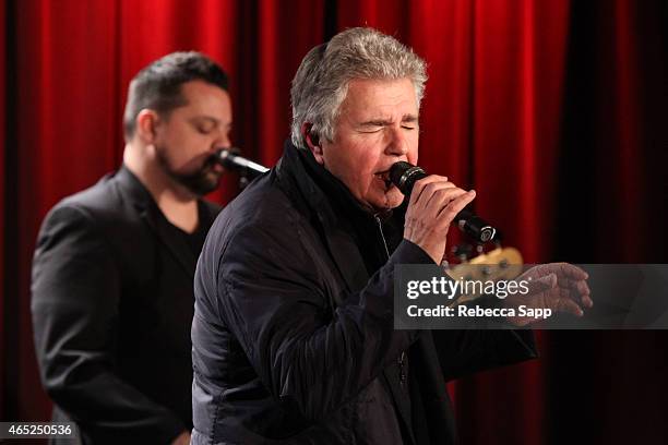 Vocalist/producer Steve Tyrell performs at Steve Tyrell Celebrates "That Lovin' Feeling" With SHOF Legends at The GRAMMY Museum on March 4, 2015 in...
