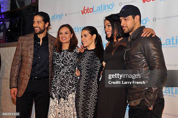 Actor Adam Rodriguez, President and CEO, Voto Latino, Maria Teresa Kumar, Artist Coalition Co-Chair America Ferrera, C0-Founder and Co-Chair and...