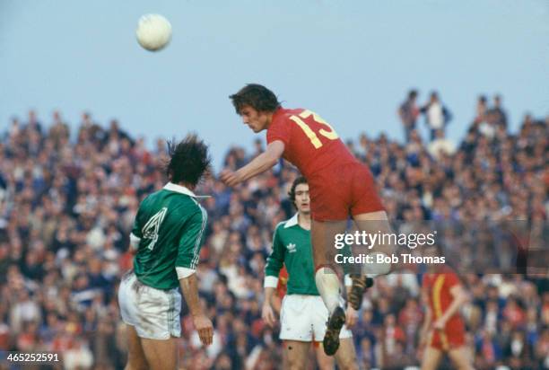 Welsh footballer Nick Deacy of PSV Eindhoven and Wales, in action for his national side against Northern Ireland in a British Home Championship match...