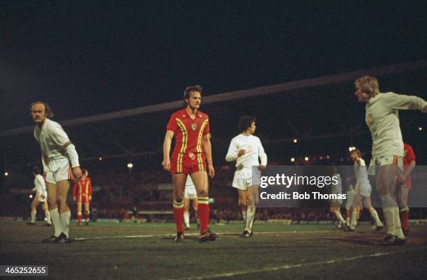 Welsh footballer Nick Deacy of PSV Eindhoven and Wales, playing his debut for his national side against Czechoslovakia in a World Cup qualifying...