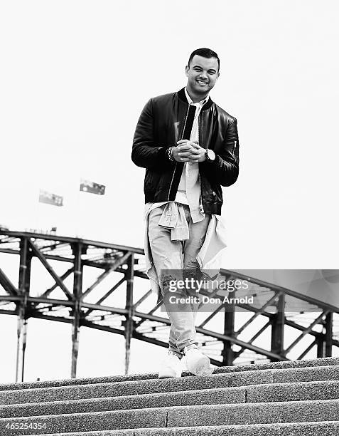 Guy Sebastian, Australia's entrant for the 2015 Eurovision Song Contest, poses at the Eurovision Song Contest Announcement event at Sydney Opera...