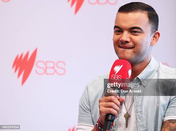 Guy Sebastian, Australia's entrant for the 2015 Eurovision Song Contest, speaks to the media at the Eurovision Song Contest Announcement event at...