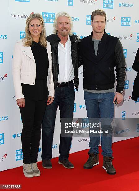 Holly Branson, Richard Branson and Sam Branson attend We Day UK at Wembley Arena on March 5, 2015 in London, England.