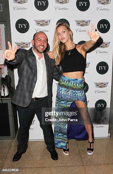 Beri Meric and Model Joy Corrigan attend the Miami Innovator Dinner Presented By Cadillac And IVY at The Betsy Hotel on March 4, 2015 in Miami,...