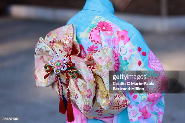 tokyo, japan, kimono detail - kimono stockfoto's en -beelden
