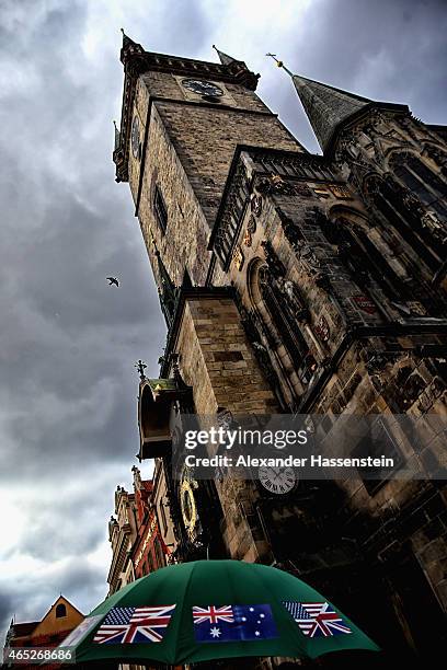 The Old Town Hall with the Old Tower and Astronomical Clock on March 5, 2015 in Prague, Czech Republic.