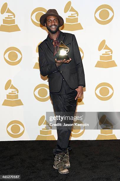 Winner of Best Traditional R&B Performance, Gary Clark Jr. Poses in the press room during the 56th GRAMMY Awards at Staples Center on January 26,...