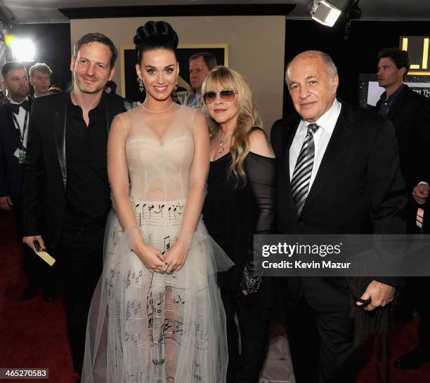Dr. Luke, Katy Perry, Stevie Nicks and Doug Morris attend the 56th GRAMMY Awards at Staples Center on January 26, 2014 in Los Angeles, California.