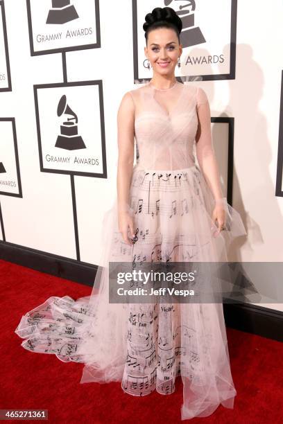 Singer Katy Perry attends the 56th GRAMMY Awards at Staples Center on January 26, 2014 in Los Angeles, California.