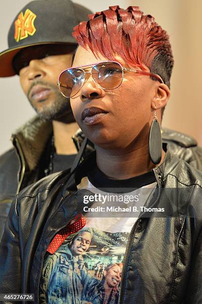 Lesley McSpadden, mother of slain teenager Michael Brown Jr., stands during a press conference at the Greater St. Mark Missionary Baptist Church on...