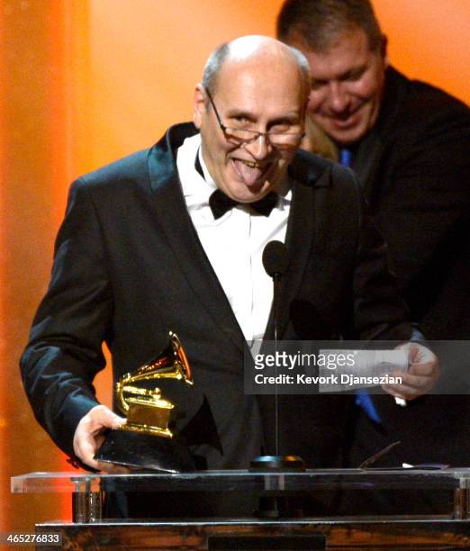 Composer Wlodek Pawlik, winner of Best Large Jazz Ensemble Album for 'Night In Calisia', accepts the award onstage during the 56th GRAMMY Awards...