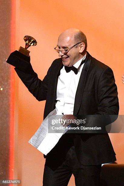 Composer Wlodek Pawlik, winner of Best Large Jazz Ensemble Album for 'Night In Calisia', accepts the award onstage during the 56th GRAMMY Awards...