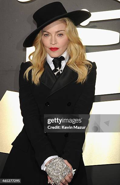 Madonna attends the 56th GRAMMY Awards at Staples Center on January 26, 2014 in Los Angeles, California.