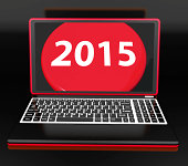 Two Thousand And Fifteen On Laptop Shows New Year Resolution