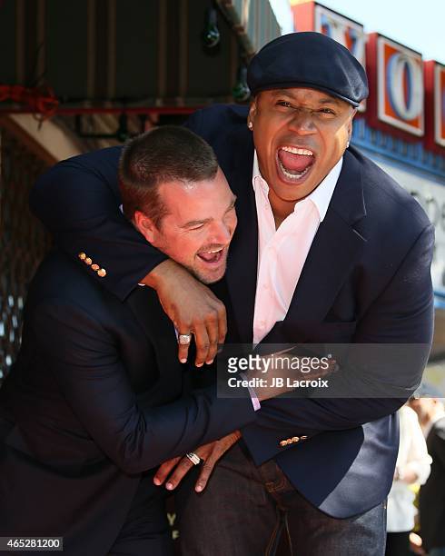 Singer LL Cool J and Chris O'Donnell appear at The Hollywood Walk of Fame honoring Chris O'Donnell on March 5, 2015 in Hollywood, California.