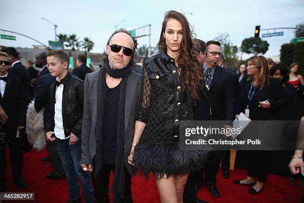 Musician Lars Ulrich and model Jessica Miller attend the 56th GRAMMY Awards at Staples Center on January 26, 2014 in Los Angeles, California.