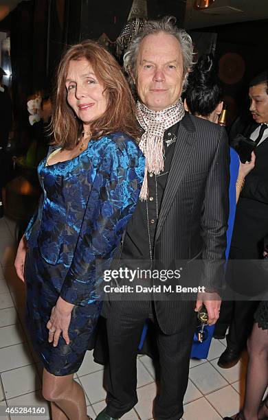 Kari Ann Moller and Chris Jagger attend Anthony Price's 70th birthday party hosted by Nick Rhodes at Blakes Hotel on March 5, 2015 in London, England.