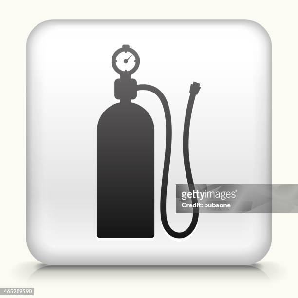 square button with air tank royalty free vector art - oxygen cylinder stock illustrations