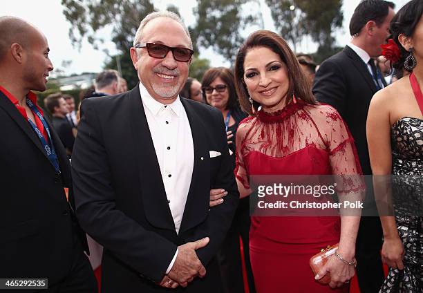 Producer Emilio Estefan and singer Gloria Estefan attend the 56th GRAMMY Awards at Staples Center on January 26, 2014 in Los Angeles, California.