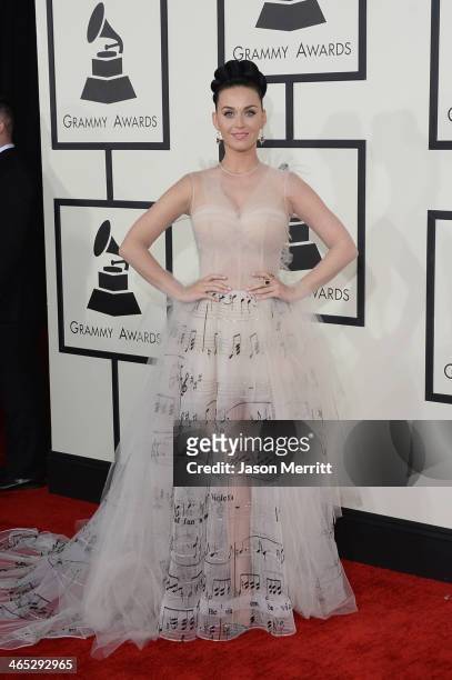 Singer Katy Perry attends the 56th GRAMMY Awards at Staples Center on January 26, 2014 in Los Angeles, California.