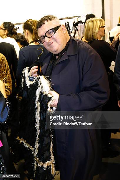 Fashion Designer Alber Elbaz poses backstage prior the Lanvin show as part of the Paris Fashion Week Womenswear Fall/Winter 2015/2016. Held at Ecole...