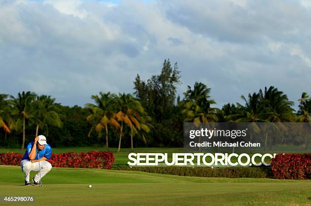 Peter Uihlein putts on the ninth green during round one of the Puerto Rico Open presented by Banco Popular at Trump International Golf Club on March...