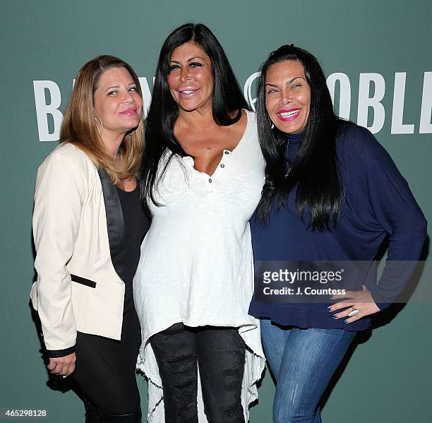 Reality TV personalities Karen Gravano, "Big" Ang Raiola and Renee Graziano attend an instore event at Barnes & Noble Tribeca on March 5, 2015 in New...