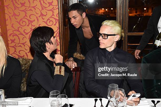 Kris Jenner, Olivier Rousteing and Jared Leto attend the Balmain Aftershow Dinner as part of the Paris Fashion Week Womenswear Fall/Winter 2015/2016...