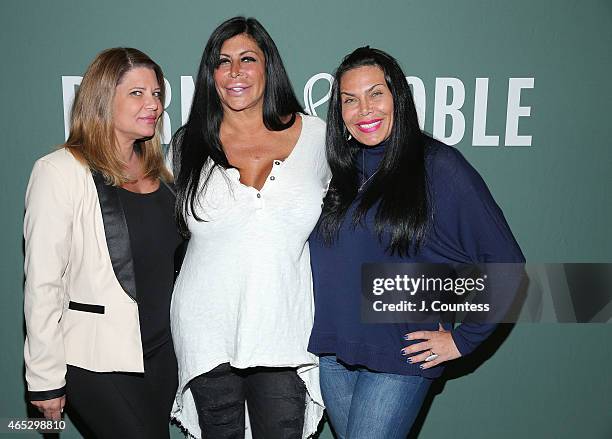 Reality TV personalities Karen Gravano, "Big" Ang Raiola and Renee Graziano attend an instore event at Barnes & Noble Tribeca on March 5, 2015 in New...
