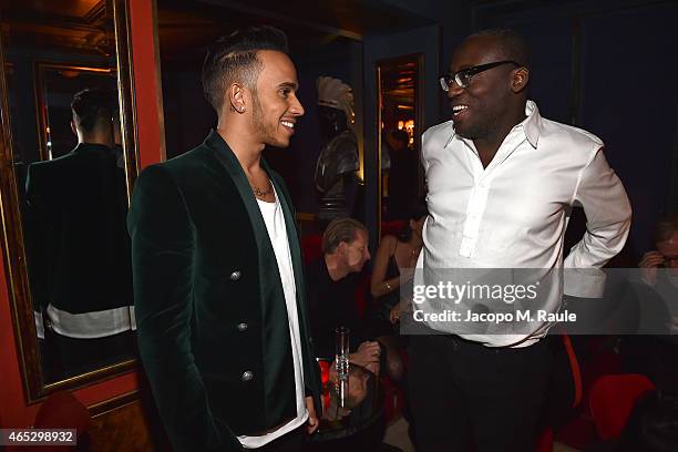 Lewis Hamilton and edward Enninful attend the Balmain Aftershow Dinner as part of the Paris Fashion Week Womenswear Fall/Winter 2015/2016 on March 5,...