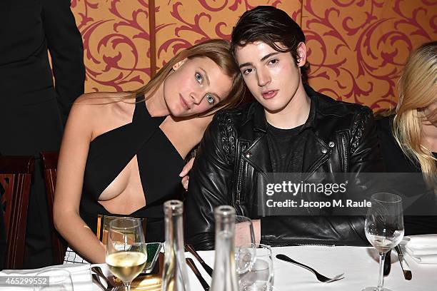 Costance Jabloski and Harry Brant attend the Balmain Aftershow Dinner as part of the Paris Fashion Week Womenswear Fall/Winter 2015/2016 on March 5,...