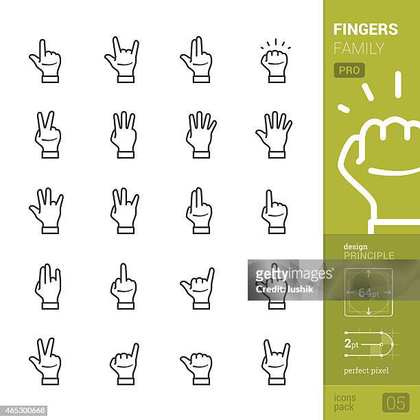 finger-familie vektor-icons-pro packung - pistole imitieren stock-grafiken, -clipart, -cartoons und -symbole